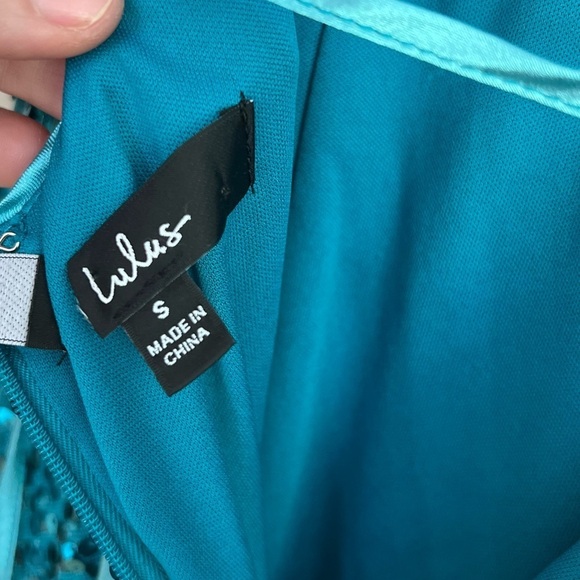 Glowing Praise Teal Blue Sequin Lace-Up Maxi Dress - Picture 8 of 12